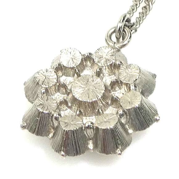 CHANEL Coco Mark Metal Rhinestone Necklace Silver Women's e60985a - Picture 4 of 5